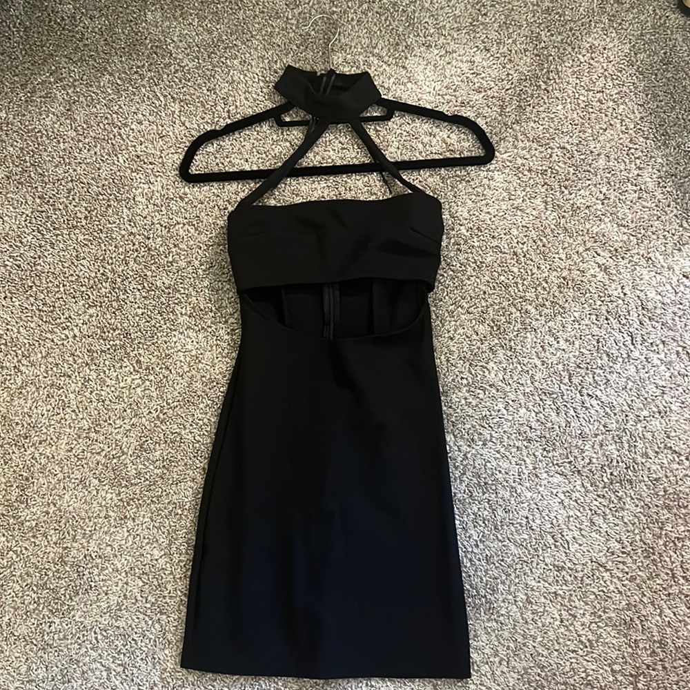 Cutout black mini dress